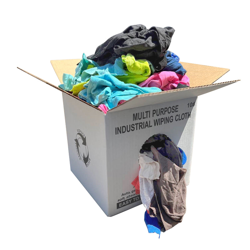 Color Knit T-Shirt Cotton Cleaning Rags 10 lbs. Box-Multipurpose Cleaning