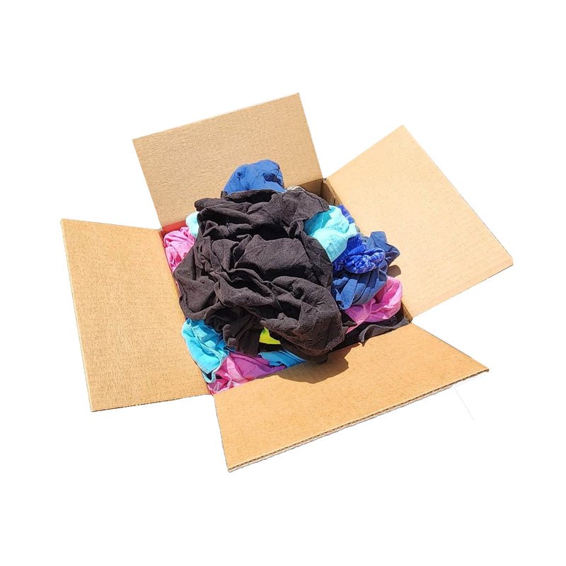 Color Knit T-Shirt Wiping Rags 25 lbs. Box - Multipurpose Cleaning
