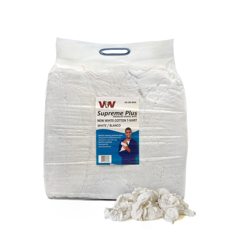 NEW White Knit T-Shirt Cleaning Rags (10 lbs. Bag) - Multipurpose Cleaning