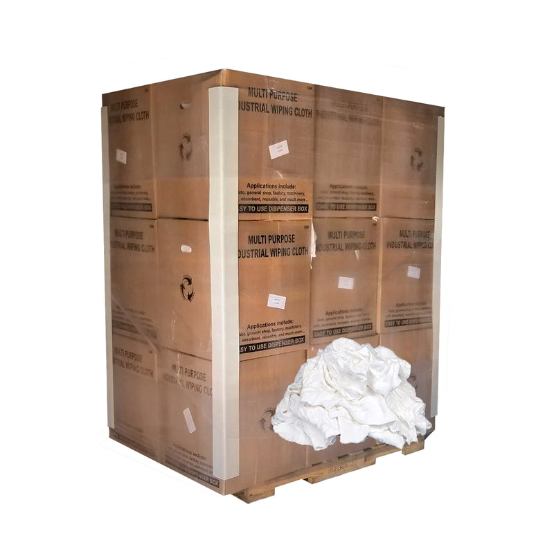 NEW White Knit T-Shirt Cleaning Rags 600 lbs. Boxes (12x50 lbs.) Pallet- Multipurpose Cleaning