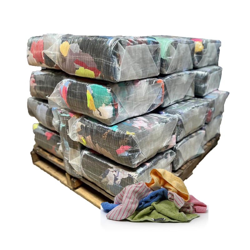 Color Terry Towel 100% Cotton Cleaning Rags - 600 Pallet 24 x 25 lbs. Bags  - Multipurpose Cleaning