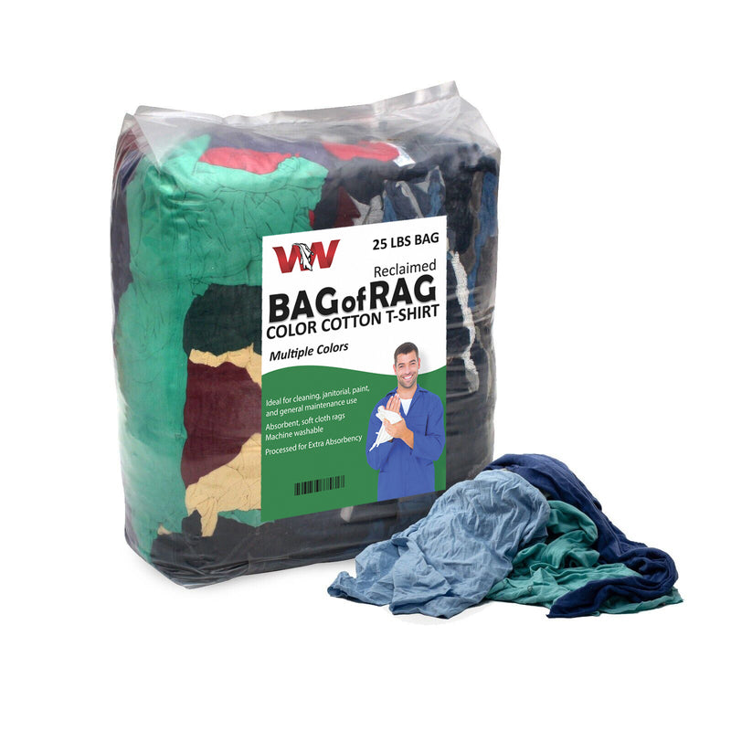 Color Knit T-Shirt Wiping Rags 25 lbs. Bag - Multipurpose Cleaning
