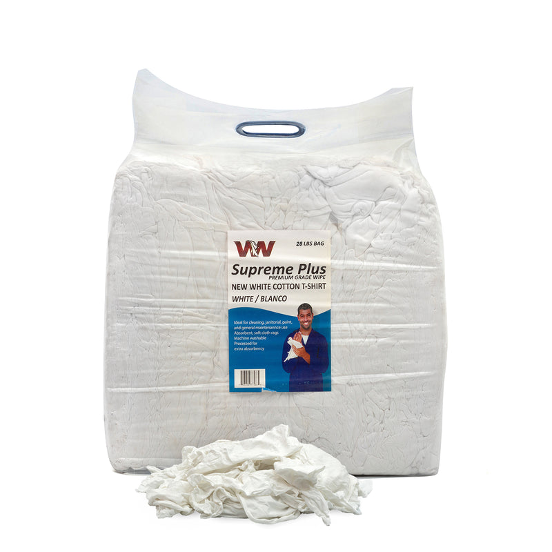 NEW White Knit T-Shirt Cleaning Rags (25 lbs. Bag) - Multipurpose Cleaning