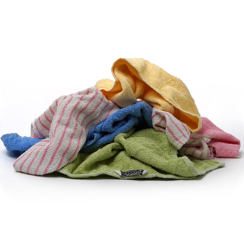 Color Terry Towel 100% Cotton Cleaning Rags - 600 Pallet 24 x 25 lbs. Bags  - Multipurpose Cleaning