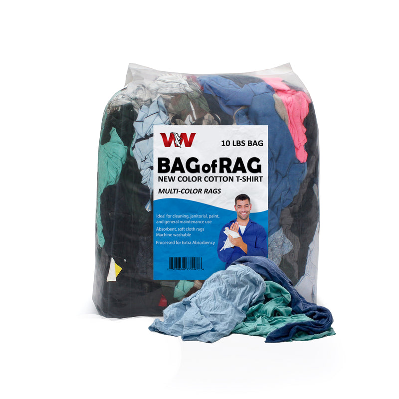 NEW Color Knit T-Shirt Cleaning Rags 10 lbs. Bag - Multipurpose Cleaning