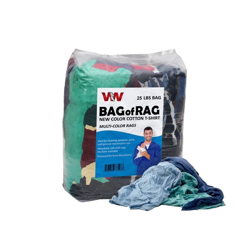 NEW Color Knit T-Shirt Cleaning Rags 25 lbs. Bag - Multipurpose Cleaning