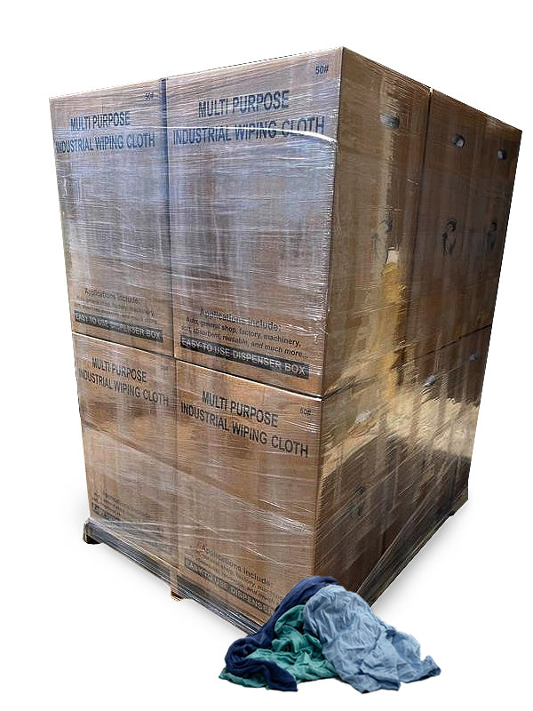 Color Knit T-Shirt Cleaning Rags 600 lbs. Pallet in Boxes- Multipurpose Cleaning