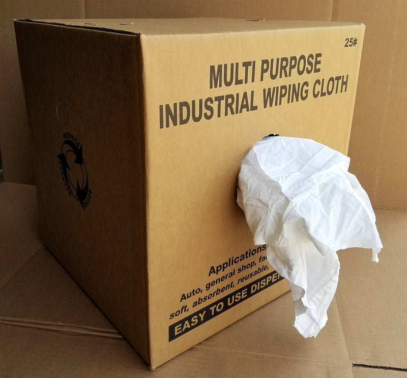 White T-Shirt Knit with Print Rags - 25 LB Box