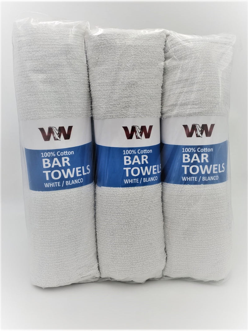 Terry Cotton Bar Towels - 6 Rolls of 12 (doz) Retail Packaging