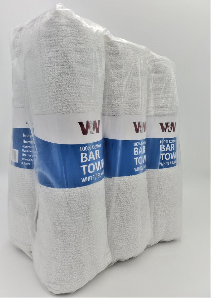 Terry Cotton Bar Towels - 6 Rolls of 12 (doz) Retail Packaging