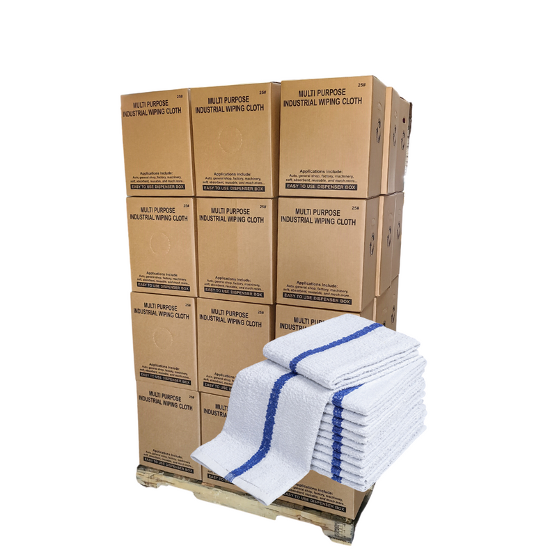 Terry Bar Mop Towels Stripe 16"x19"  Pallets 24 Cases