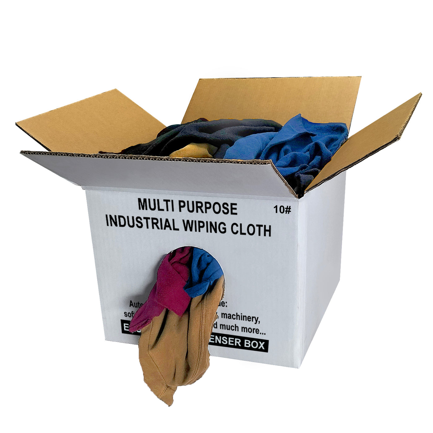 Affordable Wipers Color Fleece 100% Cotton Cleaning Rags - 10 lbs. Box - Multipurpose Cleaning