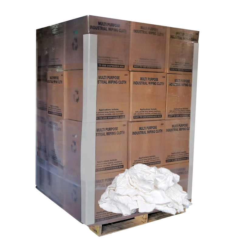 White Knit T-Shirt 100% Cotton Cleaning Rags 600 lbs. Pallet Boxes - Multipurpose Cleaning