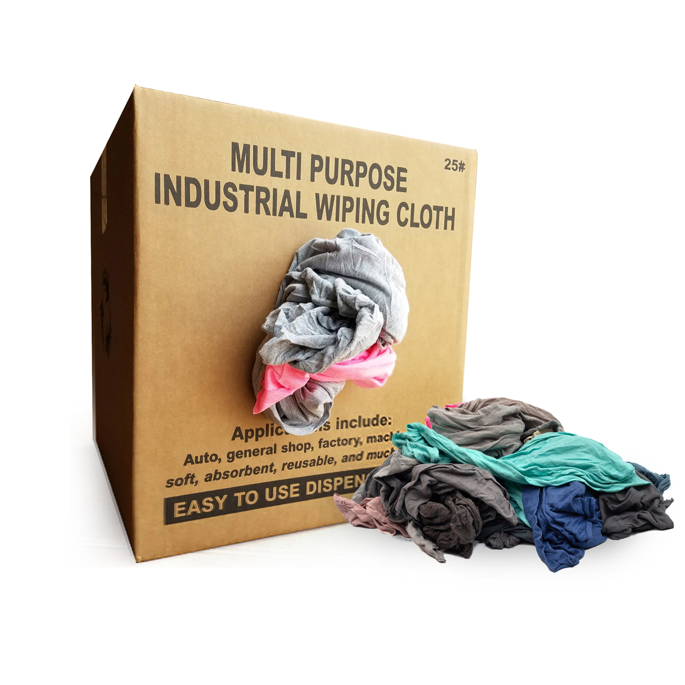 NEW Color Knit T-Shirt Cleaning Rags 25 lbs. Box - Multipurpose Cleani
