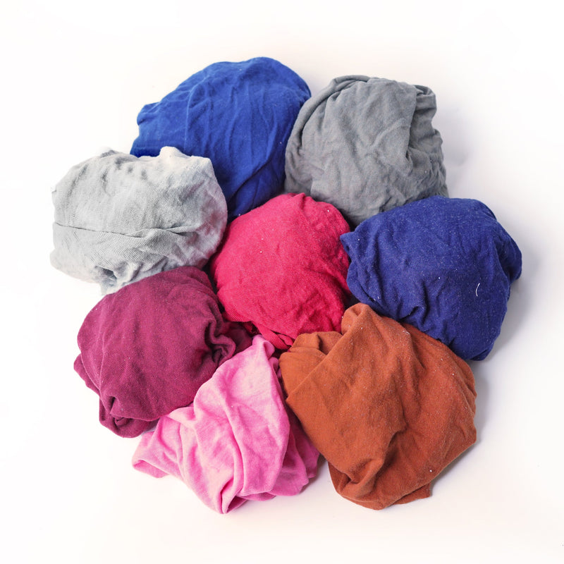 Color Knit T-Shirt Cleaning Rags 1000 lbs. Bale Cut- Multipurpose Cleaning
