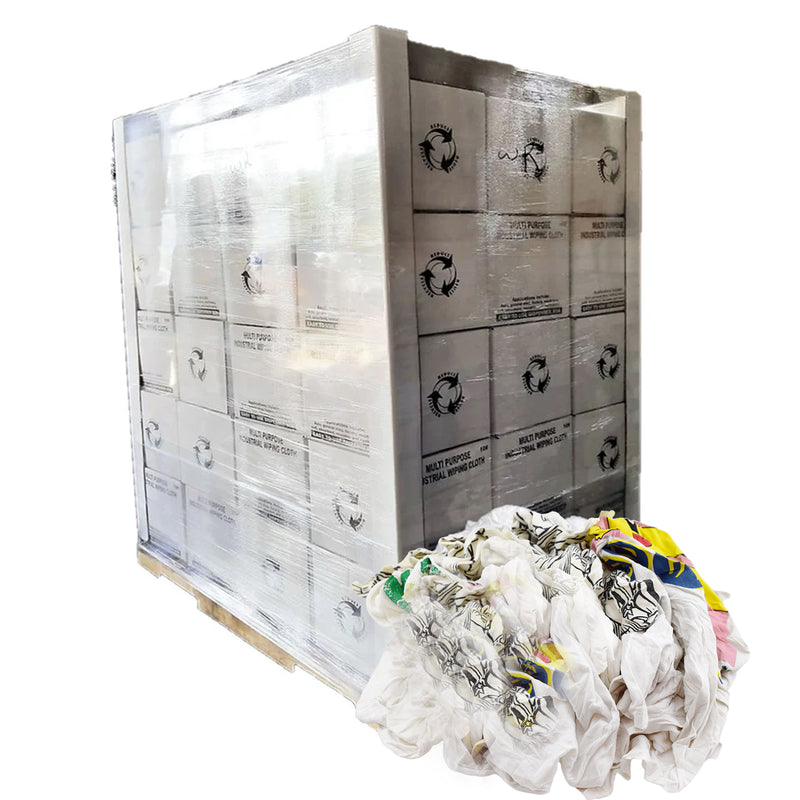 White T-Shirt Knit Print Rags - 600 LB Pallet