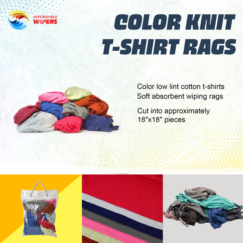 NEW Color Knit T-Shirt Cleaning Rags (1 lb.-4 lbs.) - Multipurpose Cleaning