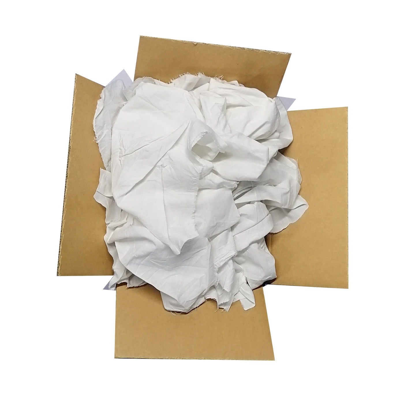White Cotton Recycled Sheeting Rags Wiping Rags - 25 lbs. Box - Multip