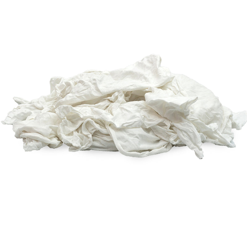 White Knit T-Shirt 100% Cotton Cleaning Rags 600 lbs. 24x25 lbs. Pallet  Bags - Multipurpose Cleaning