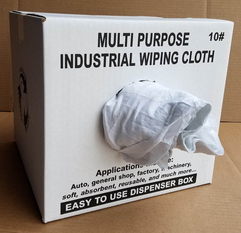 White T-Shirt Knit with Print Rags - 10 LB Box