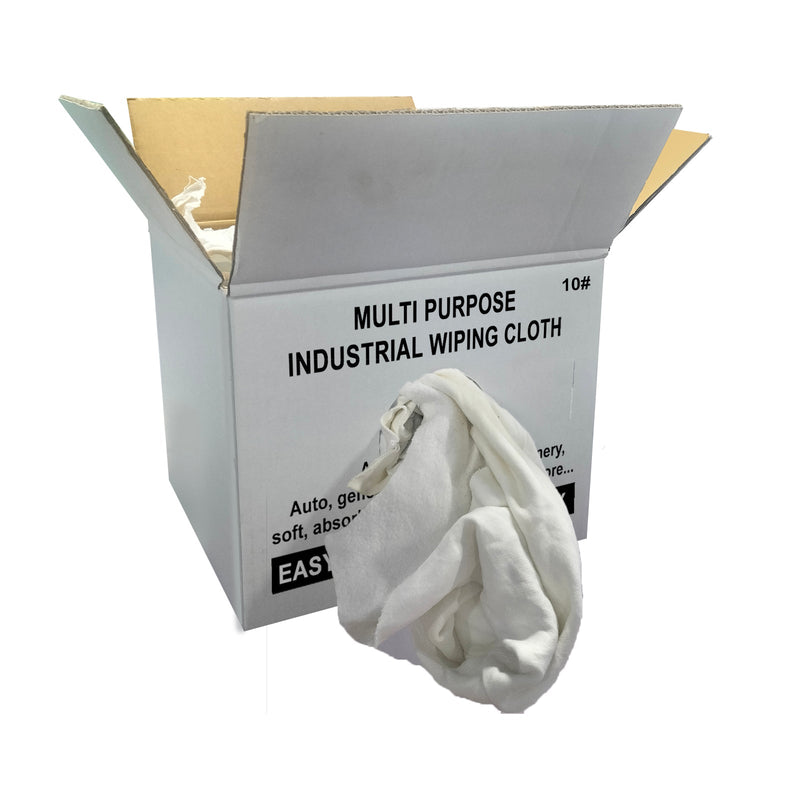White Fleece Cotton Cleaning Rags-10 lbs. Box -Multipurpose Cleaning