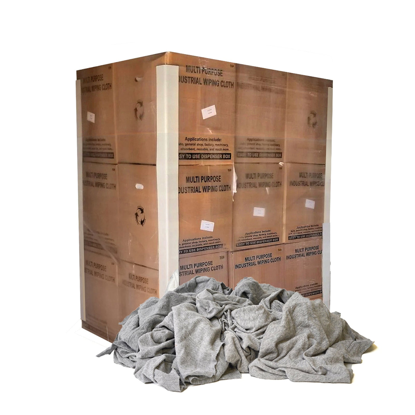 Cleanning Rags Box Gray Knit T-Shirt Cotton Cleaning Rags 600 lbs. Boxes- Multipurpose Cl