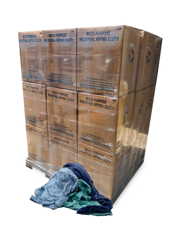 Color Knit T-Shirt Cleaning Rags 600 lbs. Pallet in Boxes- Multipurpose Cleaning