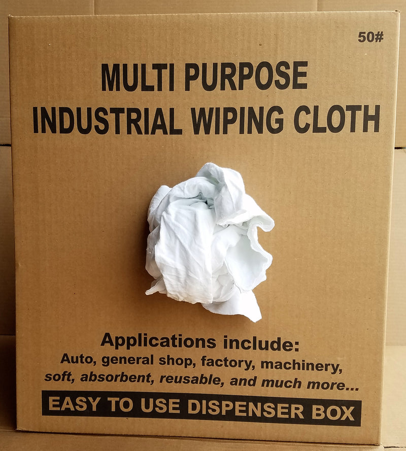 New Washed Bleached Knit Rags - 50 LB Box