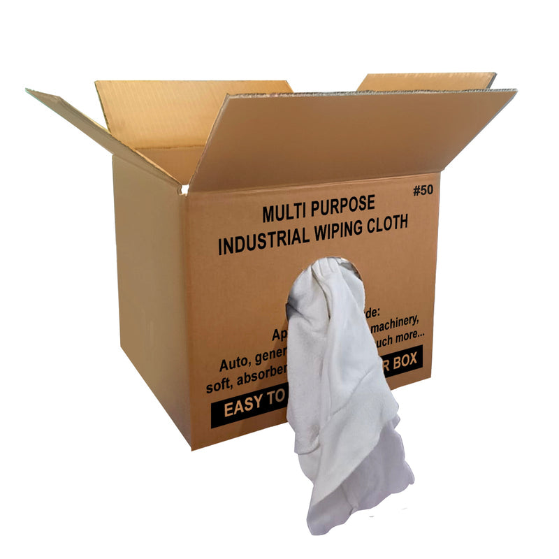 White Fleece Cotton Cleaning Rags-50 lbs. Box-Multipurpose Cleaning