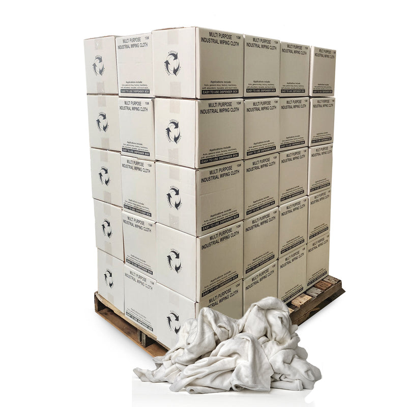 White Fleece Cotton Cleaning Rags-600 lbs. Boxes Pallet -Multipurpose Cleaning