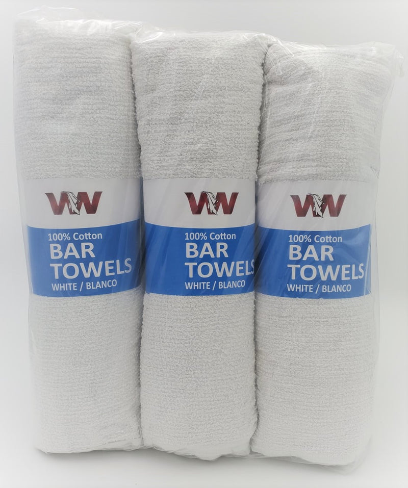 Terry Cotton Bar Towels - 6 Rolls of 12 (doz) Retail Packaging