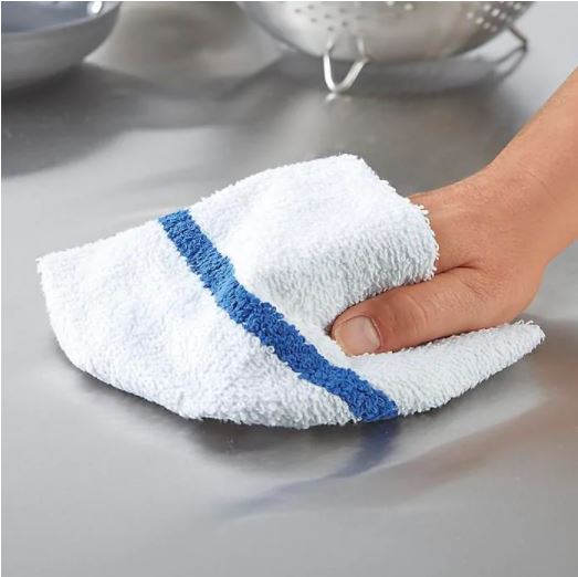 Ribbed Cotton Bar Mop Kitchen Towels, 16x19 in., White with Choice
